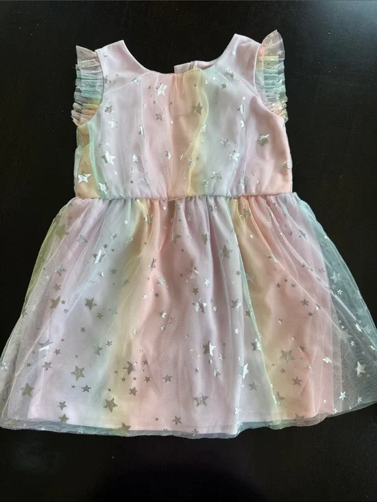 The Children's Place Pastel Rainbow Star Tulle Dress