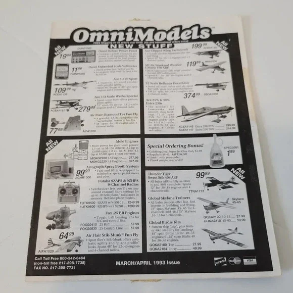 Vintage 1993 OmniModels Catalog Scale Model Airplanes Boats 16 Pages March/April