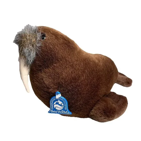 Vintage Sea World Walrus Plush Stuffed Animal Stuffie Toy 1998 with Tag EUC