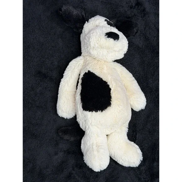 Jellycat Bashful Black White Puppy Dog Plush Stuffed Animal Soft Toy 11in
