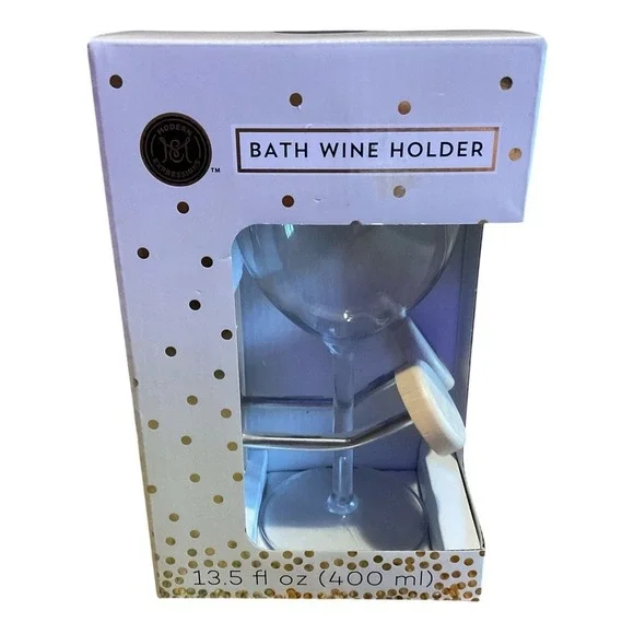 Bath Wine Glass Holder & Wine Glass Gift New In Box