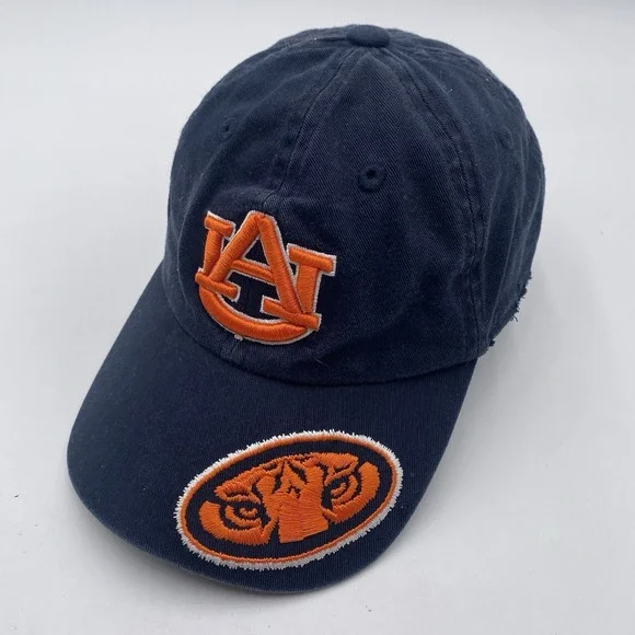Auburn Tigers Hat Distressed Side Blue Strapback Clean Up Cotton‎ Cleaned NCAA