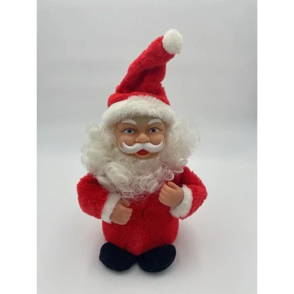 Vintage Santa Musical Dancing‎ Rubber Face Plush Santa Claus