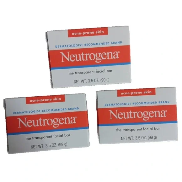 3‎ PACK Neutrogena Transparent Facial Bar- Acne-Prone Skin Formula Soap 3.5oz