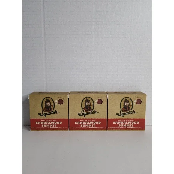 (3 PACK) Dr. Squatch Sandalwood Summit Soap | Men's Natural Bar Soap NEW Natural