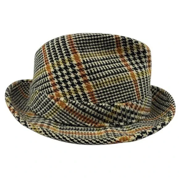 Vintage Churchill Ltd Plaid Tweed Hat Fedora Genuine Lambswool Classic 6 7/8‎