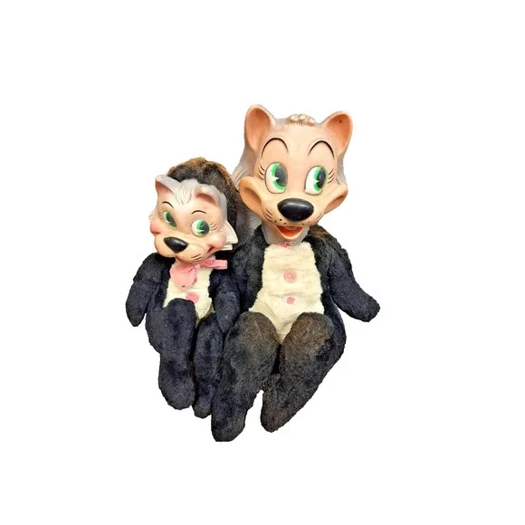 Knickerbocker Mr/ Mrs Jinx Black Cat Plush Toy Huckleberry‎ Hound Rubber