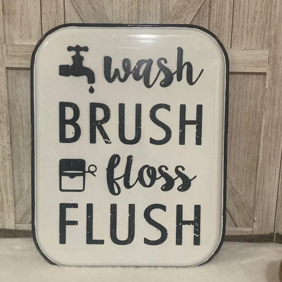 Black and White Bathroom Wall Sign