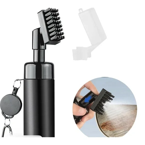 Golf Club Brush Cleaning Tool With Spray Water Bottle Retactable Clip