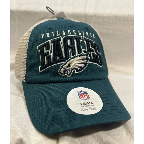 NWT Philadelphia Eagles Hat Team Apparel NFL Football Adjustable Trucker Mesh‎