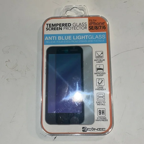 Actinic Brand Anti Blue Light Glass Screen Protector Fits IPhone SE/8/7/6