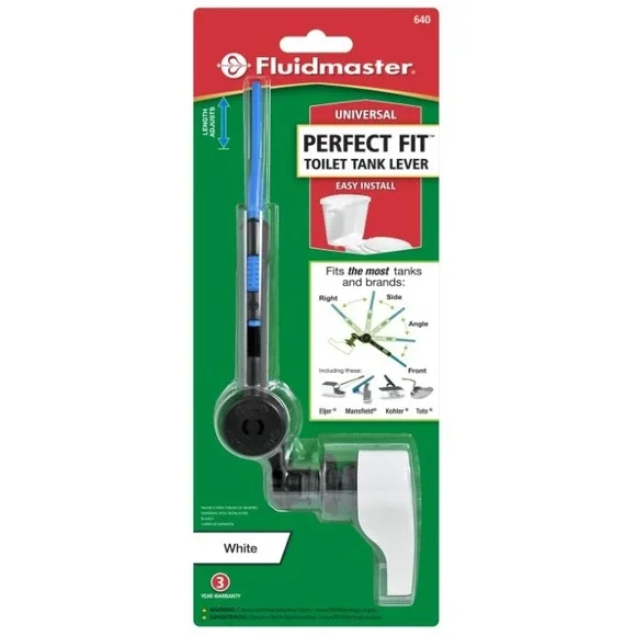 Fluidmaster 640 Universal Toilet Tank Flush Lever, White DAMAGED BOX, Plastic T