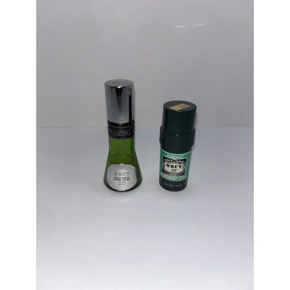 Vintage Brut Pre-electric Shave Glass Bottle &‎ Deodorant Stick Props