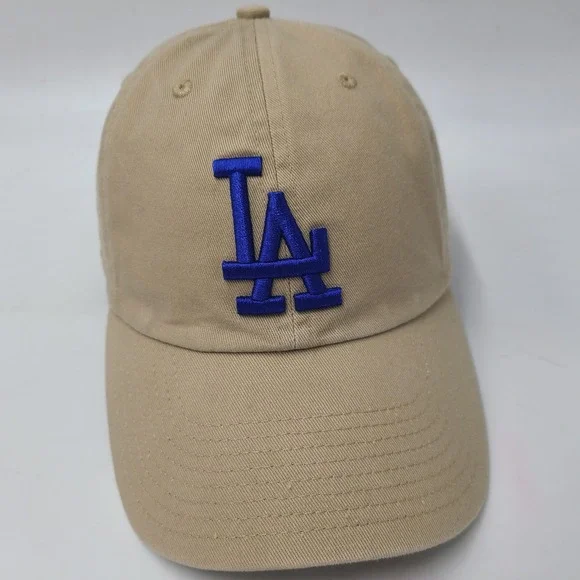 Los Angeles Dodgers Hat Strapback 47 Brand Clean Up‎ Beige Blue MLB Baseball Men