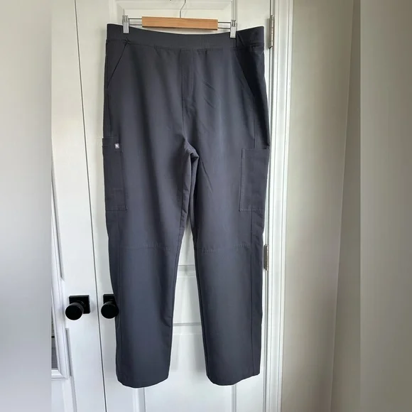 Figs Men’s Axim Cargo Scrub Pants Charcoal Blue Drawstring Size XXL