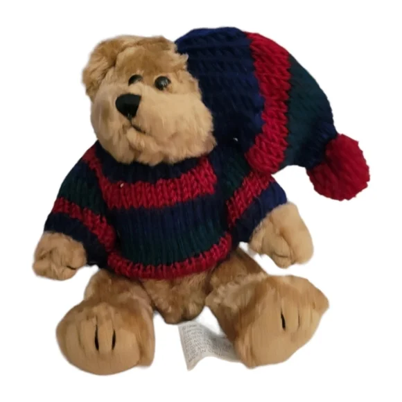 Chrisha Playful Plush Bear with Sweater and Toboggan Vintage 1996 Made in USA 8