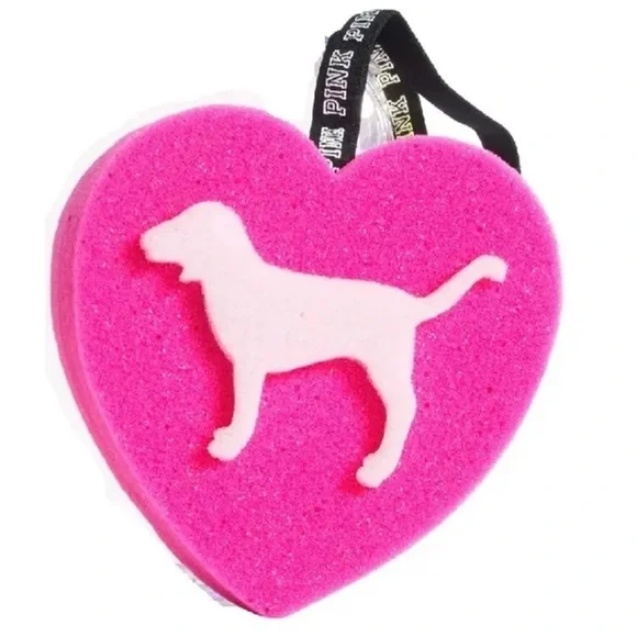 PINK Victoria's Secret PINK HEART DOG Shower Sponge Loofah Foam Strap
