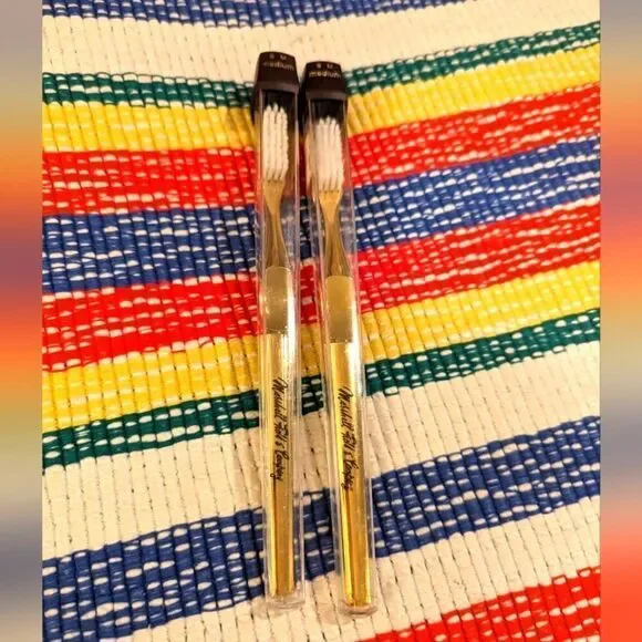 70s 80s Vintage‎ Marshall Fields gold tone toothbrush set NIP Rare