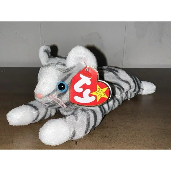 Ty Beanie Baby - PRANCE the Grey Tabby Cat (8 Inch) MWMTs Stuffed Animal Toy‎