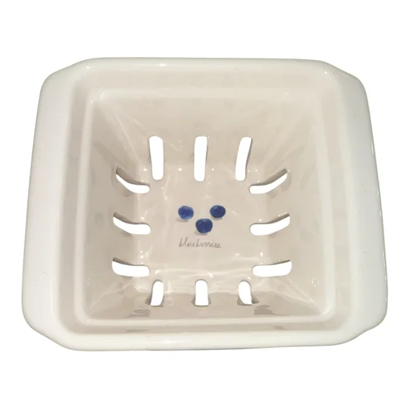 Ceramic Blueberry Strainer, White Porcelain Kitchen Colander with Drainage Holes