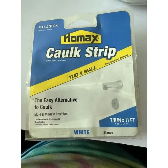 Homax 34015 Tub & Wall Caulk Strip, White, 7/8 In. x 11 Ft. - Quantity 1‎