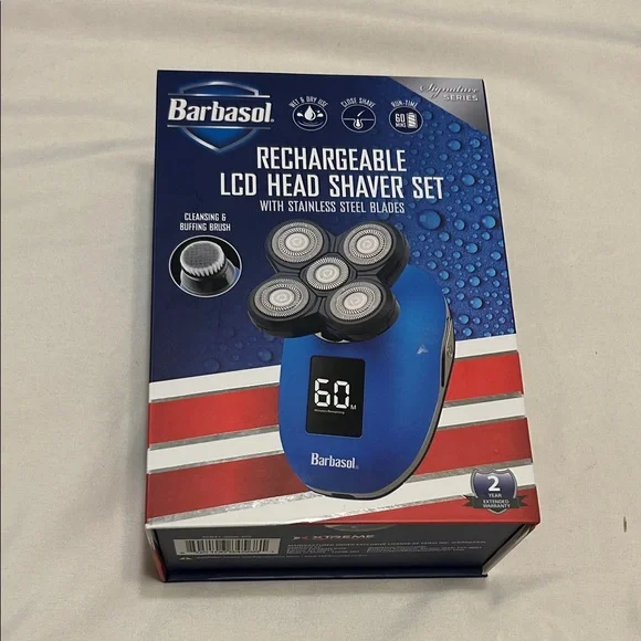 Barbasol rechargeable LCD head shaver set NEW