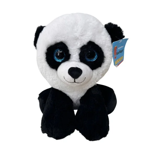 Six Flags Panda Plush Stuffed Animal Sparkle Blue Eyes 12 Inch Kids Toy Kawaii
