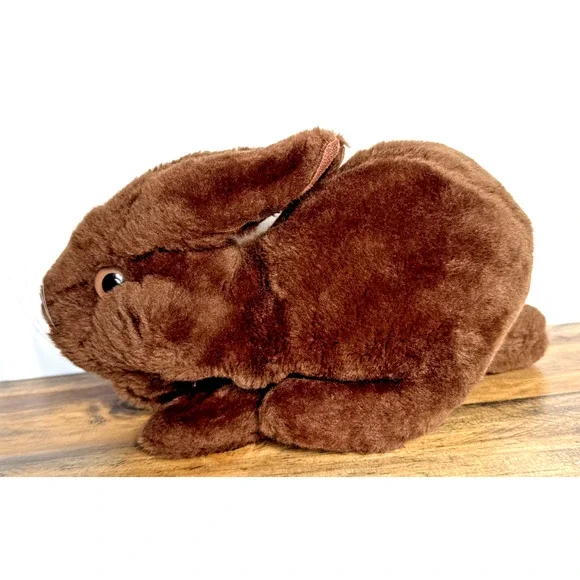 Vintage Puppet Toy Bunny Rabbit Velvet Stable Dark Brown Plush Animal 11