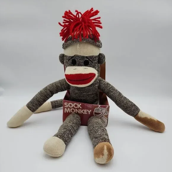 Schylling M Sock Monkey Classic Retro Toy Brown Big Lips 20