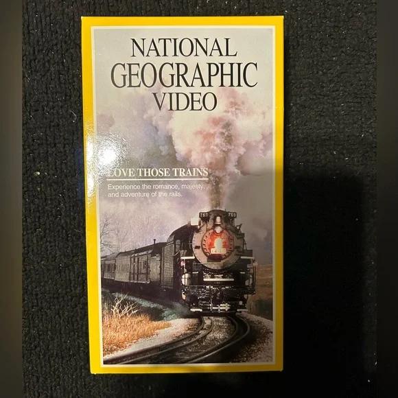 Vintage VHS National Geographic videotape “love those trains”. ￼