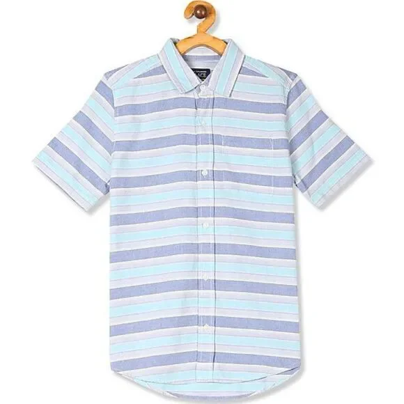The Children's Place boy Short Sleeve Striped Chambray Button Down Shirt…