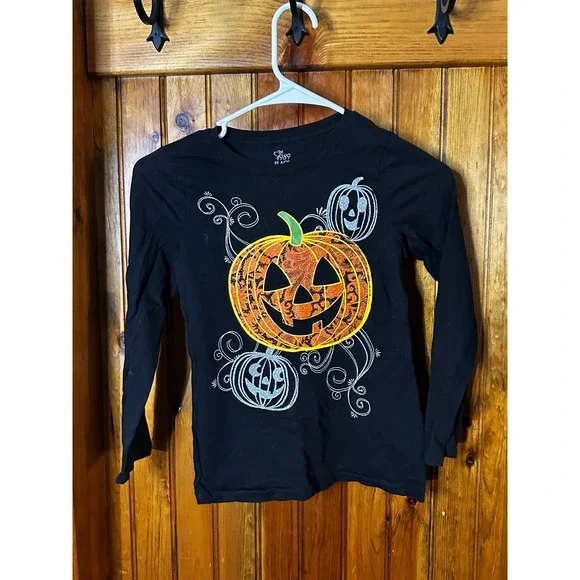 The Children's Place Halloween Long Sleeve Pumpkin Graphic Shirt Kids‎ M 7/8