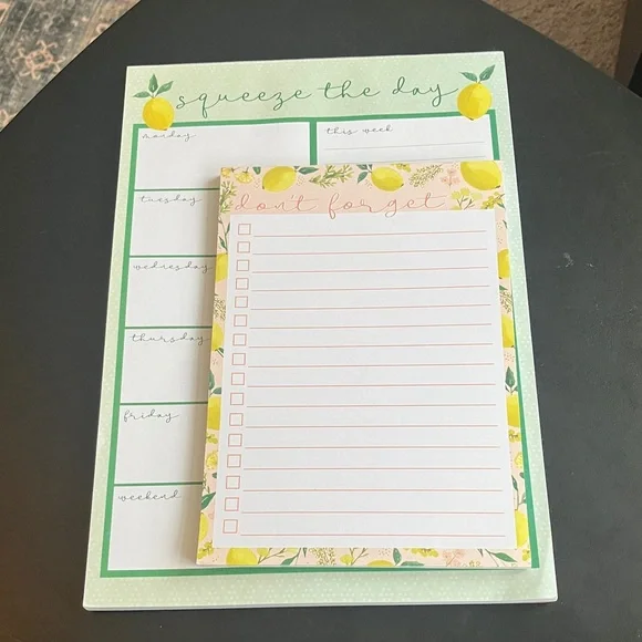 Lemon-Themed Checklist Notepad and weekly planner pad