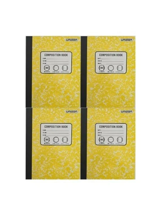 Lot Of 4 New Unison Yellow Composition Notebooks 80 Sheets Wide Ruled