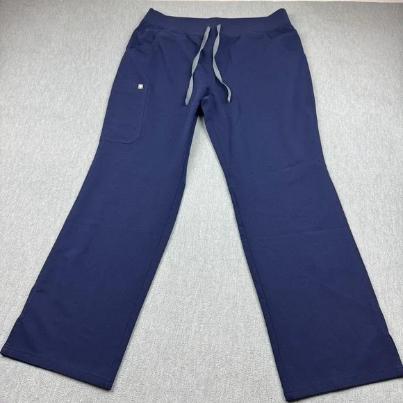 FIGS Kade Cargo Scrub Pants Women XL Blue Medical Nursing Straight High Waisted