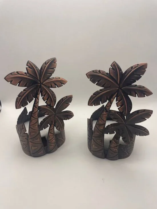 Metal Bath & Body Works Palm Tree soap candle Holders - Coastal Tropical Decor