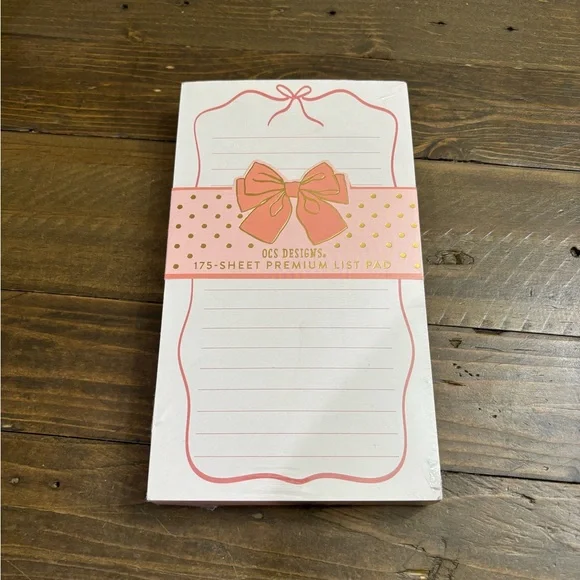 OCS Designs Pink Bow Premium List Pad
