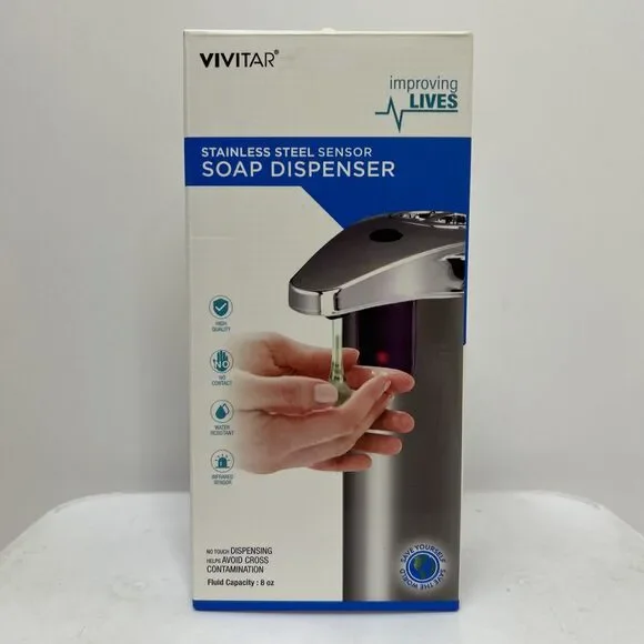 Vivitar Automatic Soap dispenser 8oz Capacity‎ Stainless Steel Sensor - Battery