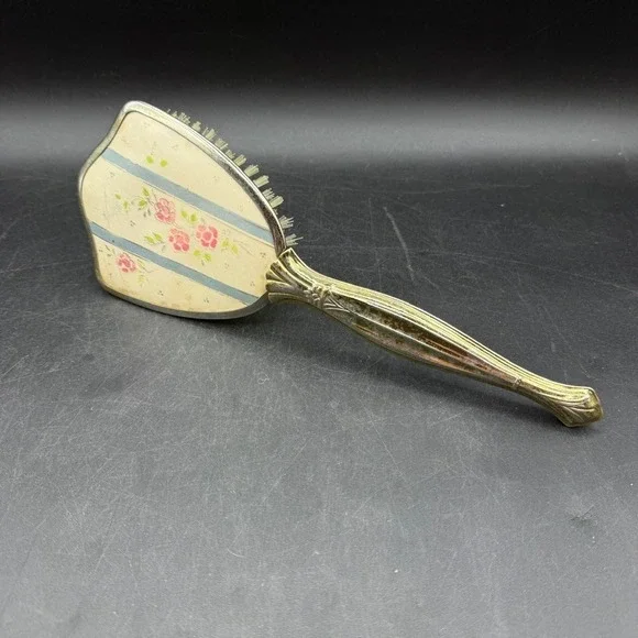 Vintage MCM Hair Brush Women OS Floral Gold Tone Vanity Coquette Vintage