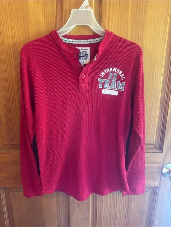 The Children's Place Red Intramural Team Thermal Henley Top