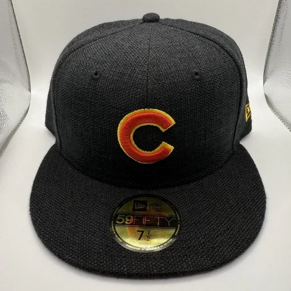 New Era 59Fifty‎ Chicago Cubs Black Hemp Fitted Hat Size 7 1/2