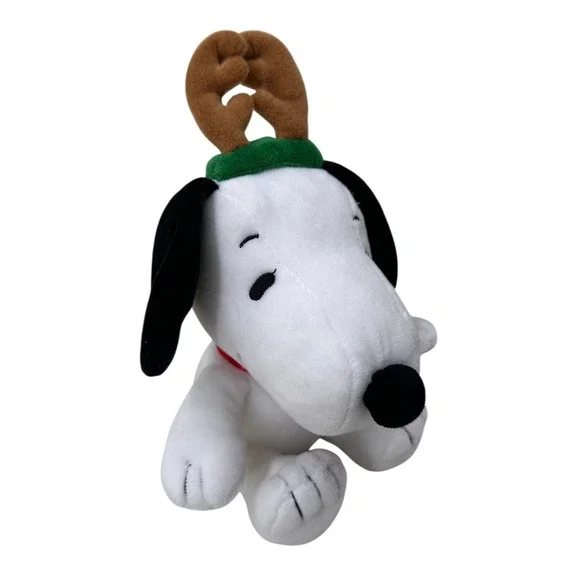 Hallmark Snoopy Plush Reindeer Antlers Christmas Peanuts Stuffed Animal Toy 8 in