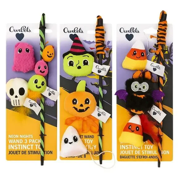OurPets Halloween Cat Toy Lot – Wand & Pumpkin Patch Sets – NEW