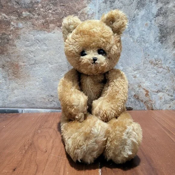 Vintage Brown Bear Shelf Sitter Plush Nursery Decor