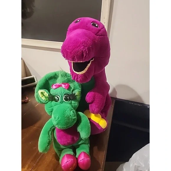 Vintage 1992‎ Dakin Large 22 inch Barney Plush Purple Dinosaur Lot Baby Bop