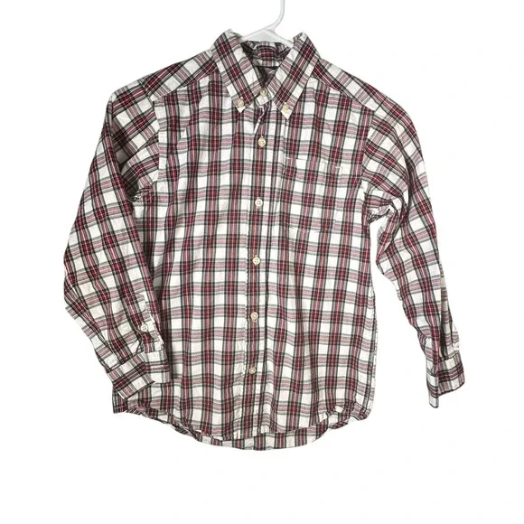 The Children's‎ Place Boys Plaid Button Down Shirt Long Sleeve Size 7/8 Cotton