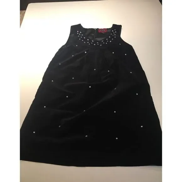 The Children’s Place Black Velvet Dress with Rhinestone Size 10