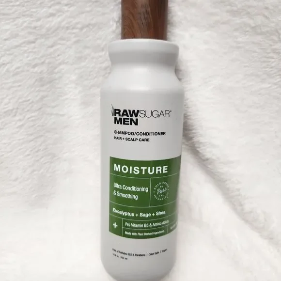 Raw Sugar Men Shampoo/Conditioner Moisture Eucalyptus Sage Shea 18 oz