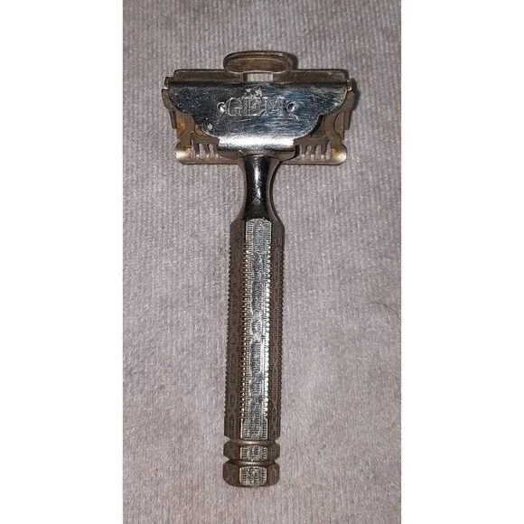 Antique 1912 Patent GEM Brooklyn, NY Brass Safety Razor Ornate Handle