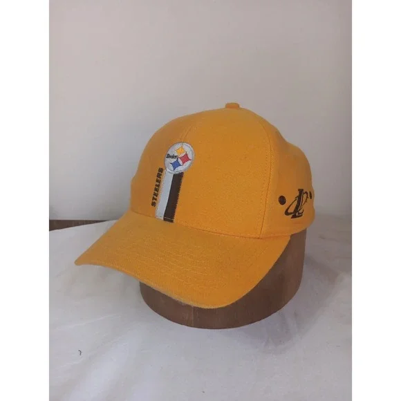 Pittsburgh Steelers Cap Hat‎ Pro Line Logo Athletics Yellow Strap Back Hook Loop